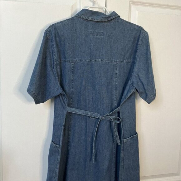 Ernazhiyi Denim Shirt Dress Womens Cotton Blue Jean Knee Length Button Front - Picture 6 of 9